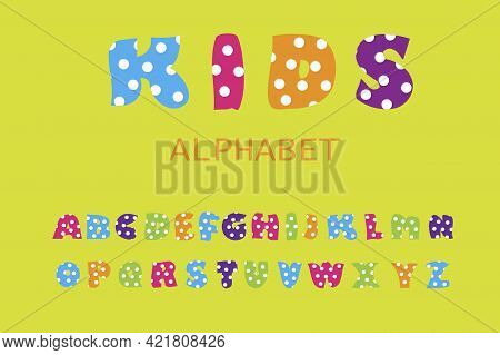 Alphabet With Kids. Doodle Sketch Style. Funny Party. Vector Illustration. Stock Image.