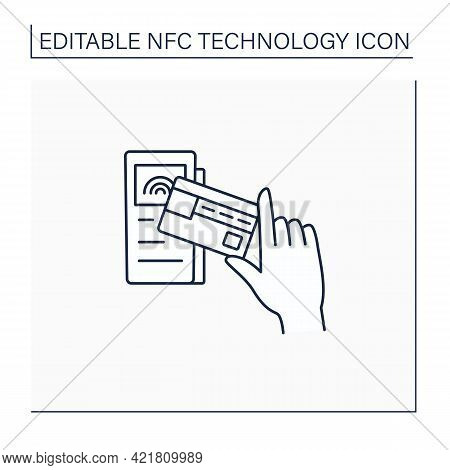 Nfc Line Icon. Credit Card For Payment.banking Terminal. Near Field Communication. Contactless Payme