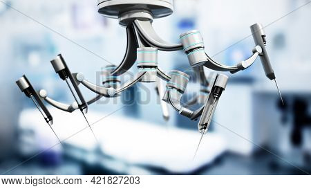 Robotic Arms For Robotic Assisted Surgery. 3d Illustration.