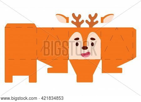 Party Favor Box Deer Design For Sweets, Candies, Small Presents, Bakery. Package Template, Great Des
