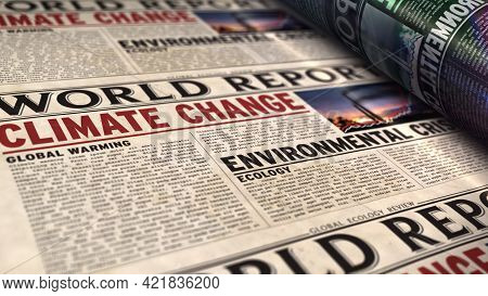 Climate Change World Report Retro Newspaper Printing Press