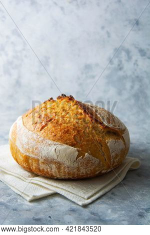 Sourdough Homemade Bread Made From Wild Yeast, Healthy Lifestyle, Home Cooking.