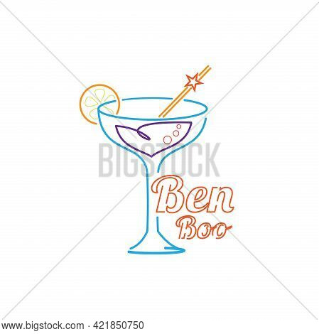 Cocktail Party Logo. Colorful Party Glass Logo
