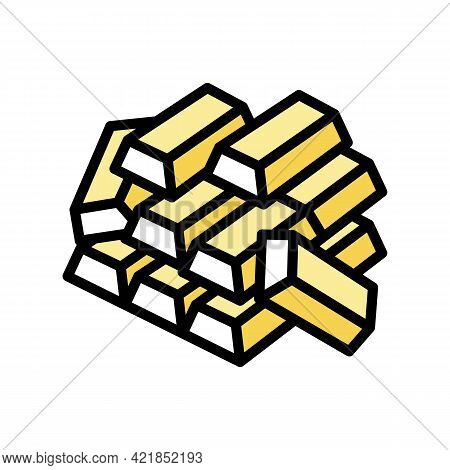 Golden Billot Heap Prize Of Final Game Stage Color Icon Vector. Golden Billot Heap Prize Of Final Ga