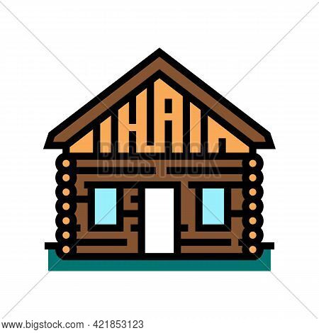 Cabin House Color Icon Vector. Cabin House Sign. Isolated Symbol Illustration