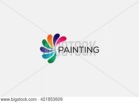 Abstract Painting Vector Emblem Colorful Logo Design