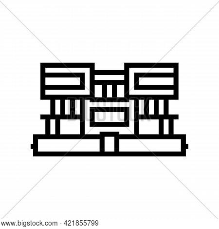 Villa House Line Icon Vector. Villa House Sign. Isolated Contour Symbol Black Illustration