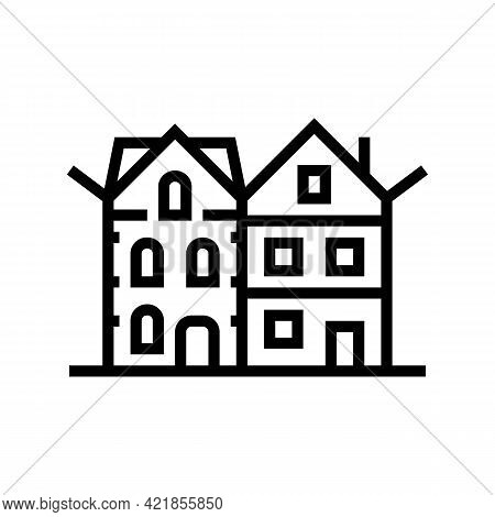 Townhome House Line Icon Vector. Townhome House Sign. Isolated Contour Symbol Black Illustration