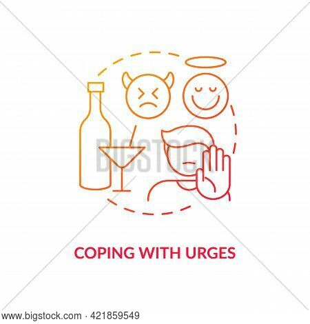 Coping With Urges Concept Icon. Addiction Recovery Steps. Treatment Of Bad Addictions. Health Care T