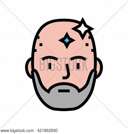 Bearded Man With Shaved Head Color Icon Vector. Bearded Man With Shaved Head Sign. Isolated Symbol I