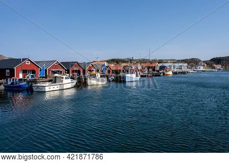 April 17, 2021 - Hamburgsund, Sweden: A Picturesque Fishing Village On The Swedish West Coast. Tradi