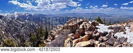 Wasatch Front Mount Olympus Peak hiking trail inspiring views in spring via Bonneville Shoreline, Ro