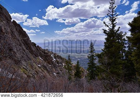 Wasatch Front Mount Olympus Peak Hiking Trail Inspiring Views In Spring Via Bonneville Shoreline, Ro