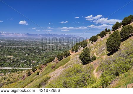 Wasatch Front Mount Olympus Peak Hiking Trail Inspiring Views In Spring Via Bonneville Shoreline, Ro