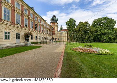 Lancut, Poland - August 26, 2020: Facade Of 16th Century Baroque Lancut Castle, Former Polish Magnat