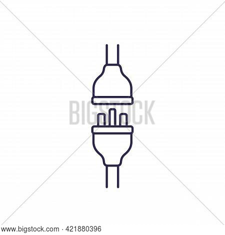 Electric Plug With A Socket Line Icon