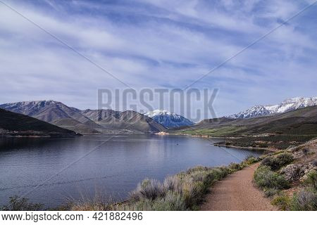 Mount Timpanogos backside view near Deer Creek Reservoir Panoramic Landscape view from Heber, Wasatc