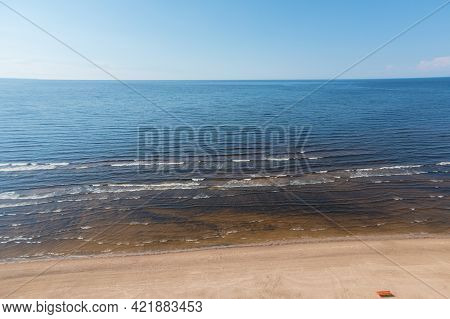 Estonia, Narva Jõesuu,\rgulf Coast, Sandy Coast\r  Summer Day, Drone View Of The Resort Town At The 