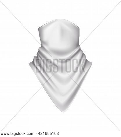 White Silk Bandana For Neck Realistic Icon On White Background Vector Illustration