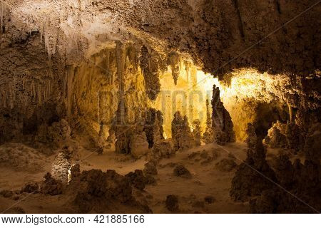Carlsbad Caverns New Mexico. The Main Chamber Of The Cavern Known As The Big Room