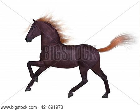 Liver Chestnut Horse 3d Illustration - The Liver Chestnut Is A Coat Color Of Many Different Breeds O