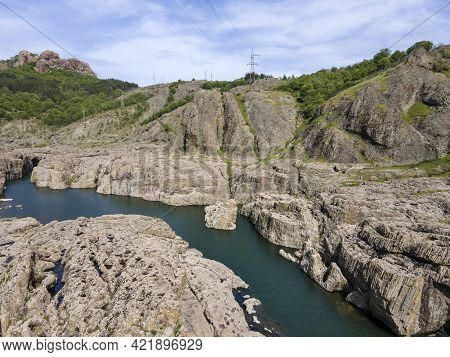Aerial View Of Sheytan Dere (shaitan River) Canyon Under The Dam Of Studen Kladenets Reservoir, Bulg