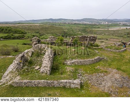 Aerial View Of Ruins Of Ancient Vishegrad Fortress On The Southern Coast Of Studen Kladenets Reservo