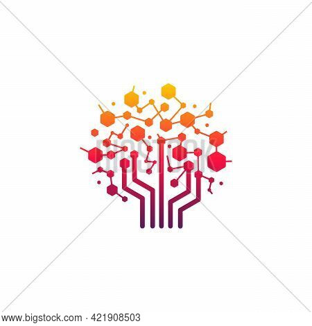 Digital Tree Logo Designs Concept Vector, Modern Tree Tech Logo Template, Logo Symbol Icon