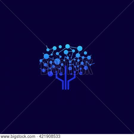 Digital Tree Logo Designs Concept Vector, Modern Tree Tech Logo Template, Logo Symbol Icon