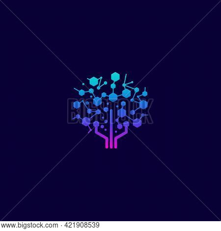 Digital Tree Logo Designs Concept Vector, Modern Tree Tech Logo Template, Logo Symbol Icon
