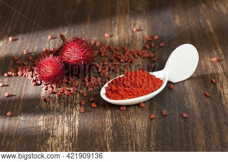 Bixa Orellana - Organic Achiote; Is A Seasoning And Food Coloring.