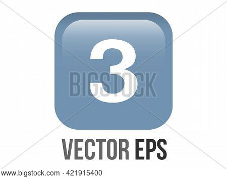 Vector Shinny Gradient Blue Keycap White Digit Three Icon Button