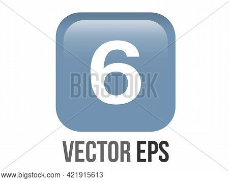 Vector Shinny Gradient Blue Keycap White Digit Six Icon Button