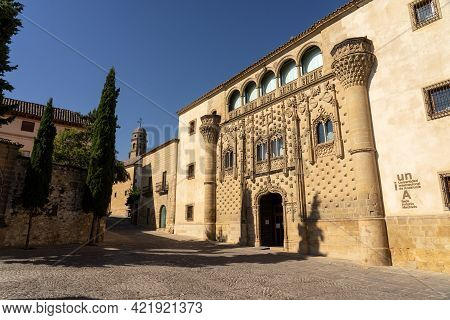 Baeza, Spain - September 07, 2020: Jabalquinto Palace Facade In The Old Town Of Baeza, World Heritag