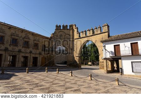 Baeza, Spain - September 07, 2020: Lyons Square In The Old Town Of Baeza, World Heritage Site By Une