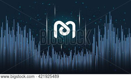 Mdex Mdx Token Symbol Of The Defi Project On Dark Polygonal Background With Wave Of Lines. Cryptocur