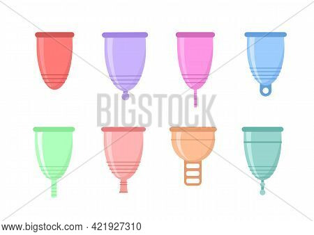 Set Of Different Silicone Menstrual Cups. Eco-friendly, Washable Intimate Product. Zero Waste Suppli