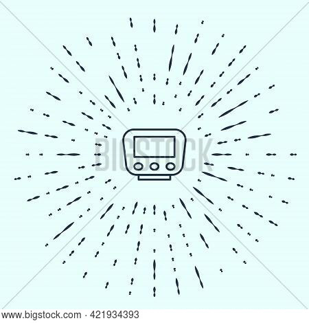 Black Line Bicycle Speedometer Icon Isolated On Grey Background. Abstract Circle Random Dots. Vector