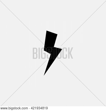 Lightning, Electric Power. Vector Energy And Thunder Icon On White Background