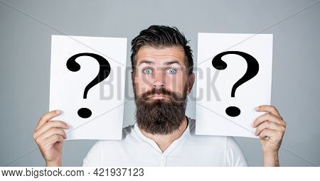 Man With Question Mark. Paper Notes With Question Marks. Beard Man Question Mark, Solution Problems.