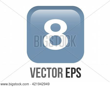 Vector Shinny Gradient Blue Keycap White Digit Eight Icon Button