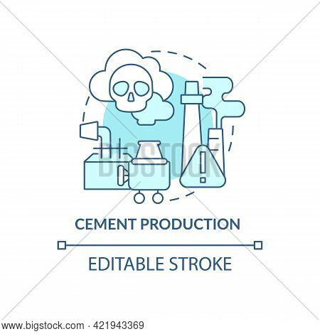 Cement Production Concept Icon. Human Carbon Emission Abstract Idea Thin Line Illustration. Manufact