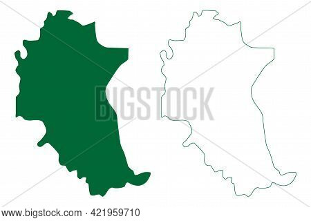 Parbhani District (maharashtra State, Aurangabad Division, Republic Of India) Map Vector Illustratio