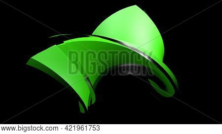 Abstract Green And Glass Icon On Black Background - 3d Rendering Illustration