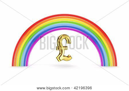 Rainbow and pound sterling sign.