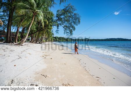 Asia Guy With Beautiful Idyllic Seascape View On Kohkood Island In Low Season Travel.koh Kood, Also 