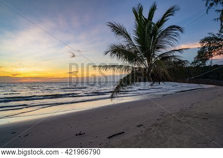 Beautiful Idyllic Seascape Sunset View On Kohkood Island In Low Season Travel.koh Kood, Also Known A
