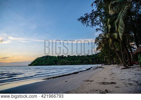Beautiful Idyllic Seascape Sunset View On Kohkood Island In Low Season Travel.koh Kood, Also Known A