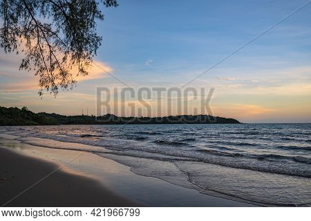 Beautiful Idyllic Seascape Sunset View On Kohkood Island In Low Season Travel.koh Kood, Also Known A