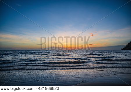 Beautiful Idyllic Seascape Sunset View On Kohkood Island In Low Season Travel.koh Kood, Also Known A